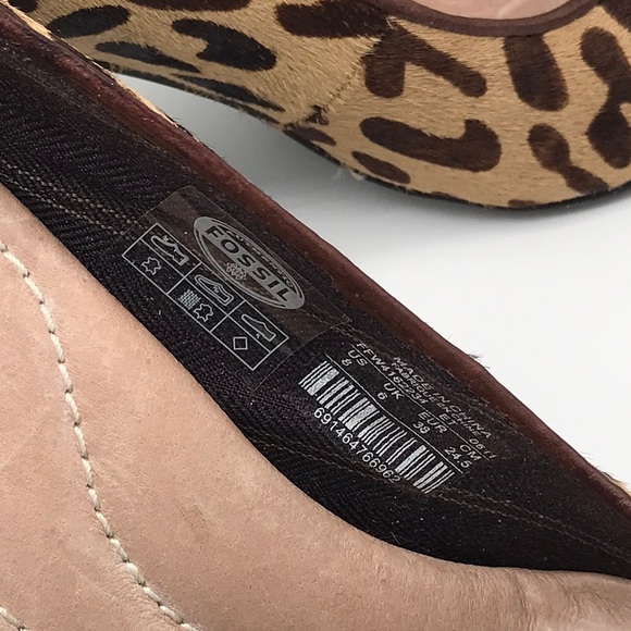 NWT Fossil Sahara Stacked Heel Pump Leather Animal Print Size 8 NIB - Picture 6 of 13